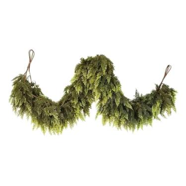 Imagem de predolo Guirlanda de cedro de Natal, verde, folha de cipreste, realista, falso, pinho, folhagem para escadas, mesa interna, janela de feriado