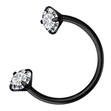 Imagem de Hoeudjo Anel de nariz em ferradura de aço cirúrgico 18G para mulheres com rosca interna dupla joia piercing de nariz tamanho 8 mm, Metal, Zircônia cúbica
