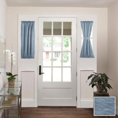 Imagem de H.VERSAILTEX Cortinas francesas de linho semitransparentes, com redução de luz, portas de privacidade, capa de janela com amarração | Bolso para varão 1 painel para portas de vidro da sala de estar