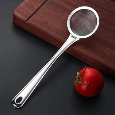 Imagem de 1 coador de malha de aço inoxidável, coador de malha, filtro de fritura, colher de triagem de frutas e peneira de filtro de leite de soja, coador multiuso