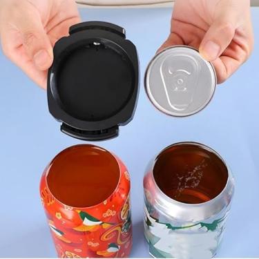 Imagem de 1 abridor de latas para latas de tampa completa – abridor de metal de 4,8 a 5,6 cm de diâmetro com design multifuncional, portátil para cozinha doméstica e festa, abertura de bebidas, preto
