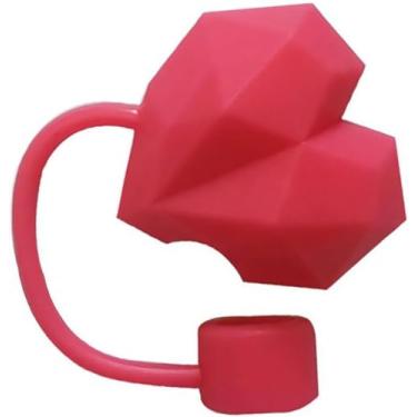 Imagem de Capa de palha Love Heart para copo Stanley, topo de canudo de silicone reutilizável, tampas de canudo em forma de coração, pontas de canudo à prova de poeira para 6-10 mm protetores de decoração de