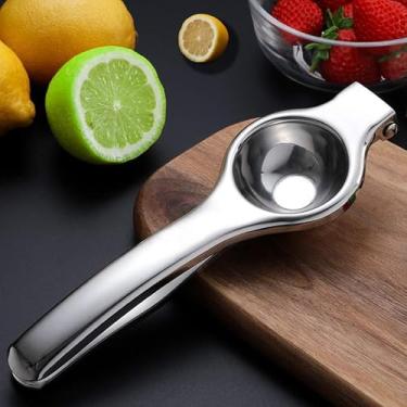 Imagem de Espremedor manual de limão com espremedor de aço inoxidável, espremedor de frutas cítricas portátil, extrator de suco de limão de metal para cozinha, ferramenta de barra para limão, limão, laranja
