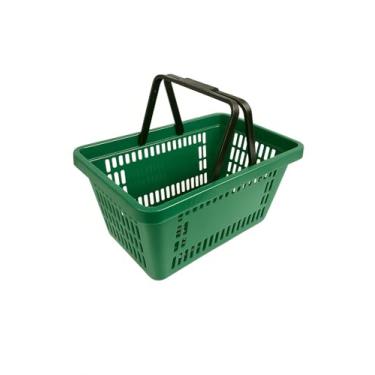 Imagem de Kit 6 Cesta Cestinha Plastica Reforçada Supermercado Mercado 15 Litros (Verde)