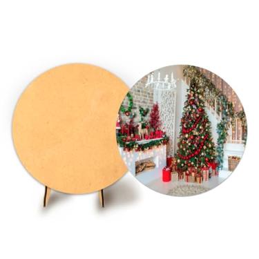 Imagem de Painel Redondo 50cm C Elastico Natal + Suporte MDF (NAT084)