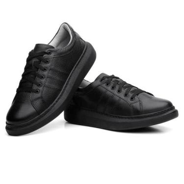 Imagem de Sapatênis Bernatoni México Couro Masculino Casual Dia a Dia , Preto, 4