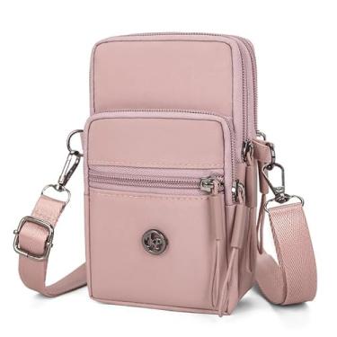 Imagem de Bolsa tiracolo pequena para celular, bolsa de ombro feminina, bolsa de mão de tecido, rosa