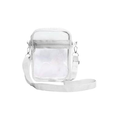 Imagem de Bolsa transversal transparente aprovada para estádios, bolsa de ombro transparente para shows, praia, viagens e esportes, Branco