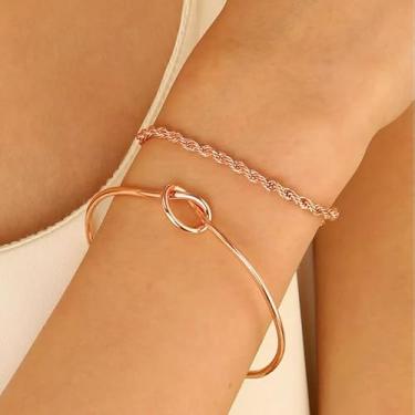 Imagem de Pulseira feminina banhada a ouro com nó de amor infinito, ajustável, à prova d'água, joias modernas, Medium, Latão, Sem Pedra Preciosa