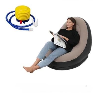 Imagem de Sofá InfláVel PortáTil 3 Em 1 Com Bomba De Ar Poltrona Cama DobráVel Para Camping Praia E Casa Cadeiras Para áRea Externa Puff Poltrona(Sem apoio para pés/Marrom)