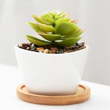 Imagem de Vaso de cerâmica de 3'10.2 cm, vaso de suculentas, mini lindo jardim flores vasos de plantas berçário, vasos de suculentas, vasos para plantas de interior, pequeno triângulo branco 5