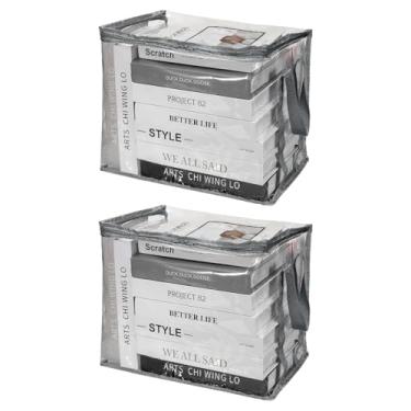 Imagem de PATIKIL Sacos de armazenamento transparentes de 32 x 24 x 24,9 cm, 2 unidades de sacos de armazenamento de plástico transparentes pequenos com zíper, organizador de lençóis de cama dobrável com zíper