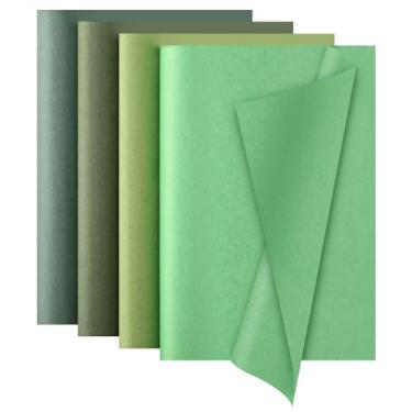Imagem de 60 folhas de papel de seda verde para embalagem de sacos de presente, papel de embrulho verde sálvia gradiente 50 x 35 cm, embrulho de presente, artesanato, decoração de festa do dia de São Patrício