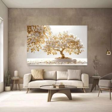 Imagem de Quadro Decorativo Arvore Da Vida Fundo Ouro Luxo Tecido Canvas - ArtHo