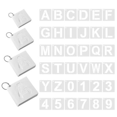 Imagem de 144 peças de estênceis com número de letras, 4 tamanhos, modelos de números do alfabeto, estêncil, estêncil, letras, números, estêncil, alfabeto, arte, artesanato, para pintura, madeira, parede