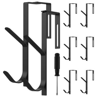 Imagem de IFOKAMOG 8 ganchos de cubículo, ganchos de parede de metal resistente, gancho de tecido de compartimento duplo ajustável, gancho de porta com chave de fenda para pendurar roupas, chapéus, toalha, a