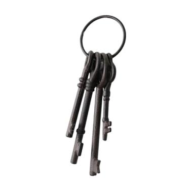 Imagem de oshhni Chaves vintage de ferro fundido, conjunto de chaves antigas, chaveiro esqueleto de ferro fundido, prático e estético para decoração de