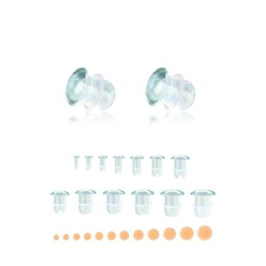 Imagem de 6ixGosh Kit de alongamento de orelha de vidro, 4 peças, pêssego/pele tom de pele de silicone, alargador simples/duplo, calibres de vidro liso para uso diário, expansor de brinco, esticador, 1/2"(12mm