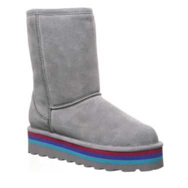 Imagem de Bota feminina plataforma curta retrô Elle da Bearpaw, Grey Fog, 7