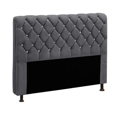 Imagem de Cabeceira Fernanda 1,40 Para Cama Box Casal - Veludo Chumbo