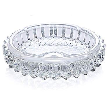Imagem de Cinzeiro de mesa de vidro pesado para charutos e cigarros de cristal, cinzeiro de vidro, mesa redonda, cinzeiro de vidro