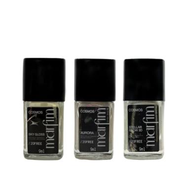 Imagem de Kit 3 Extra Brilho Esmalte Cobertura Brilhante 9ml | Top Coat Gel, Longa Duração, Fixador 10 dias, 20FREE, Hipoalergênico - Coleção Cosmos Marfim
