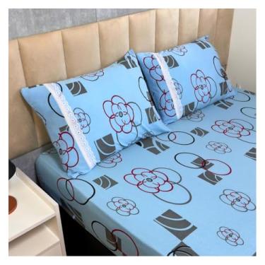 Imagem de Jogo de Lençol de Malha Casal 3 peças Estampado 100% Algodão Elástico Fronha c/Zíper(Modelo - 2)