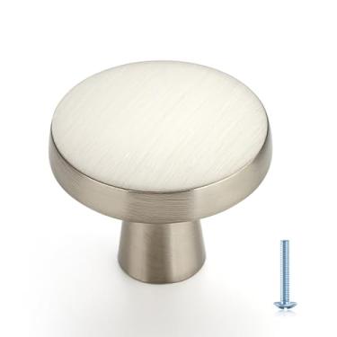 Imagem de Ravinte Puxadores redondos de armário de cozinha com furo único, puxadores de armário de níquel escovado, puxadores de gaveta, ferragens para armários de cozinha, puxadores de cozinha