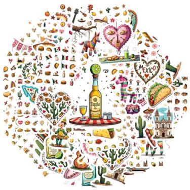 Imagem de 100 peças Cultura do México Arte Folclórica Fiesta Tradições Cacto Águia Sombrero Guitarra Piñata Maracas Taco Capsicum para DIY Telefone Laptop Scrapbook Bicicleta Laptop Motocicleta Bagagem Telefone