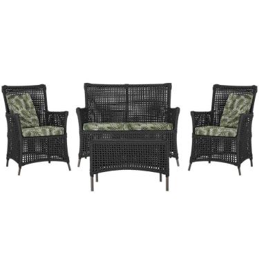 Imagem de Jogo Sofá 2 Poltronas E Mesa Igapó Marrom E5 Trama Original Preto