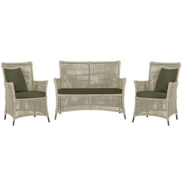 Imagem de Jogo Sofá E 2 Poltronas Igapó Alumínio Marrom E13 Trama Rami