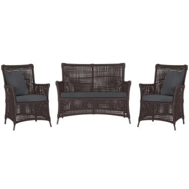 Imagem de Jogo Sofá E 2 Poltronas Igapó Alumínio Marrom E11 Trama Marrom