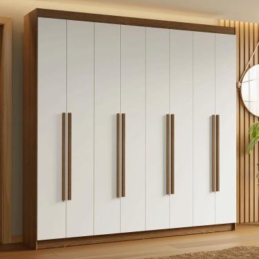 Imagem de Guarda-roupa Casal 8 Portas Batentes Saturno Madesa Rustic/branco