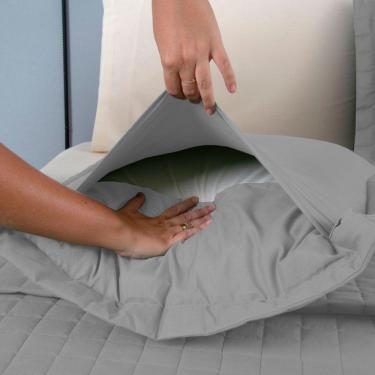 Imagem de Kit Cobre Leito Colcha Unique Solteiro 2 Peças Matelado Percal 300 Fios - Cinza