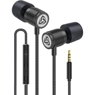 Imagem de LUDOS Fones de ouvido intra-auriculares ultra com fio, 5 anos de garantia, fones de ouvido com microfone, fones de ouvido com isolamento de ruído, espuma de memória para iPhone, Samsung, estudantes