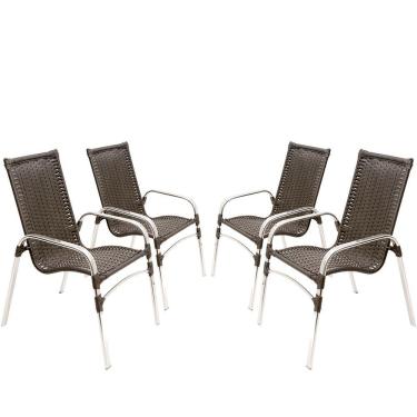 Imagem de Jogo Com 4 Cadeiras De área Emily Tabaco Alumínio Polido
