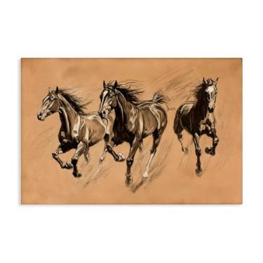 Imagem de Stupell Industries Arte de parede em tela Running Free Horse Trio, design por Petal Prints Design, 50 x 76 cm