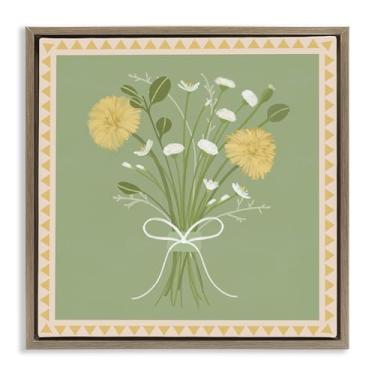 Imagem de Stupell Industries Arte de parede em tela flutuante emoldurada preta buquê de primavera com bordas bordadas, design de Adrienne Morris, 25 x 25