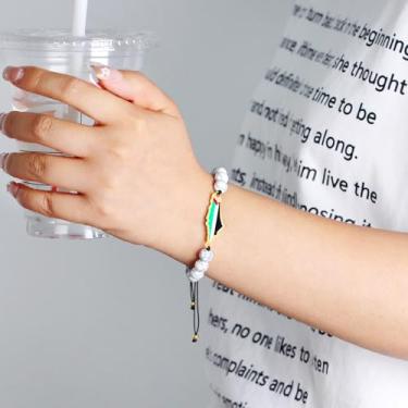 Imagem de Pulseira de contas inspirada na Palestina com cores de mapa e bandeira - joia ajustável para uso diário YA6029, Adjustable, Aço inoxidável, Sem Pedra Preciosa