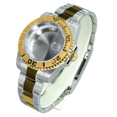 Imagem de FEIYASHI Caixa de relógio de mergulho de aço inoxidável de dois tons de luxo de 40 mm para movimento NH35/NH36 Miyota8215 8205 2824, Tampa inferior sólida 1, For ETA2824 PT5000 Movement, Caixa de