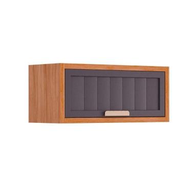 Imagem de Armário Aéreo P- Cozinha Estela Geladeira C- 1 Porta Basculante Ripada 80 Cm Cinamomo-titanium - Mgm