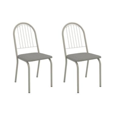 Imagem de Kit 2 Cadeiras De Cozinha Noruega 2c077nk Aço 2 Un Niquel-boucle Cinza - Kappesberg