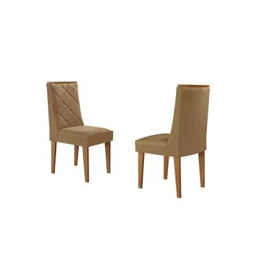 Imagem de Cadeira Sala De Jantar Pietá Kit 2 Un Madeira Capuccino-linho Bege Turim - Rufato