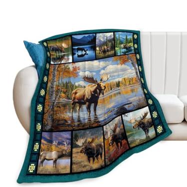 Imagem de Cobertor de alce, cobertor rústico de cabana, cobertores de presentes de veado da floresta, coisas selvagens, flanela de pelúcia para meninas, mulheres, homens, meninos, amantes, adultos, roupa de
