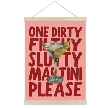 Imagem de Welshower Moldura de pôster Dirty Martini Cocktail Bar, presentes para amantes de Martini, decoração de arte de parede de coquetel na moda rosa para casa, cozinha, bar, pub lounge, 30,5 x 40,6 cm