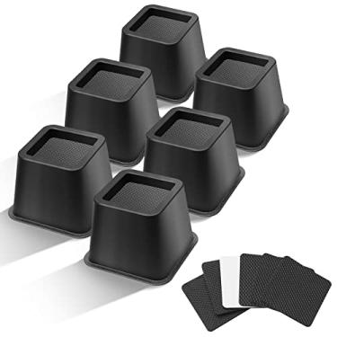 Imagem de MCXYEM Elevador de cama/elevador de cama/elevador de cama/elevador de móveis/elevadores de mesa/elevadores de moldura criar armazenamento sob a cama resistente para ajuste de altura de móveis preto