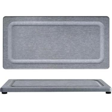 Imagem de 2 bandejas de pedra absorvente de água para pia de banheiro e balcão de cozinha, porta-copos de pia de diatomita de secagem rápida, bandeja de penteadeira, suporte de sabão de mão com almofadas