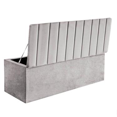 Imagem de Calçadeira Baú Recamier Estofada Cama Queen 160cm Carla Suede Cinza Claro- Mabe Magazine