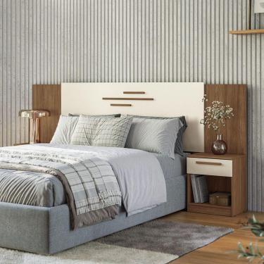 Imagem de Cabeceira Casal 256cm 2 Gv Virgílio Estilo Mm Jatoba/areia