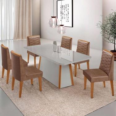 Imagem de Mesa De Jantar Diane 6 Cadeiras Moderna Tork Off White